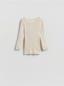 Wełniana bluzka z dodatkiem jedwabiu - złamana biel