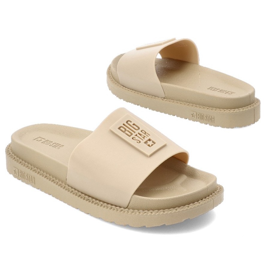 Beżowe Klapki Big Star Wygodne Wsuwane Obuwie Damskie