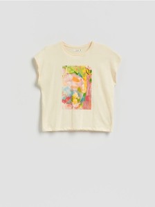 T-shirt z raglanowym rękawem - kremowy