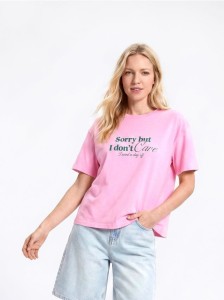 T-shirt z nadrukiem - pastelowy róż