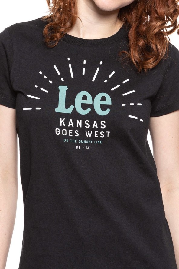 LEE T SHIRT DAMSKI SEASONAL LOGO TEE BLACK L42YRE01 112109518