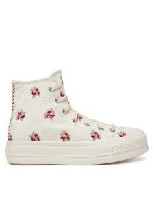 Converse Trampki Chuck Taylor All Star Lift Platform Rose Cross Stitch A13659C Biały