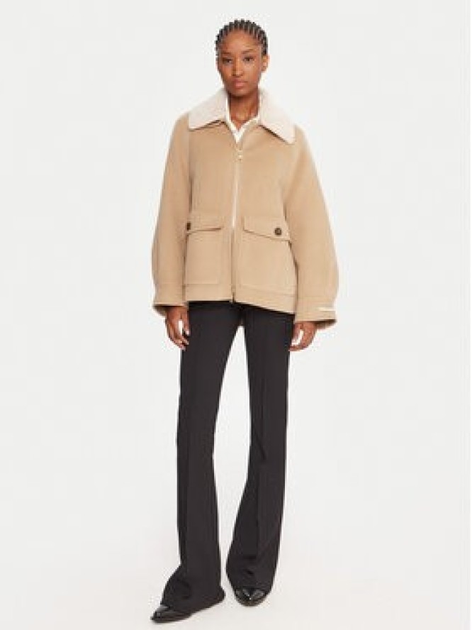 Marella Płaszcz wełniany Gettone 2523086011 Beżowy Loose Fit