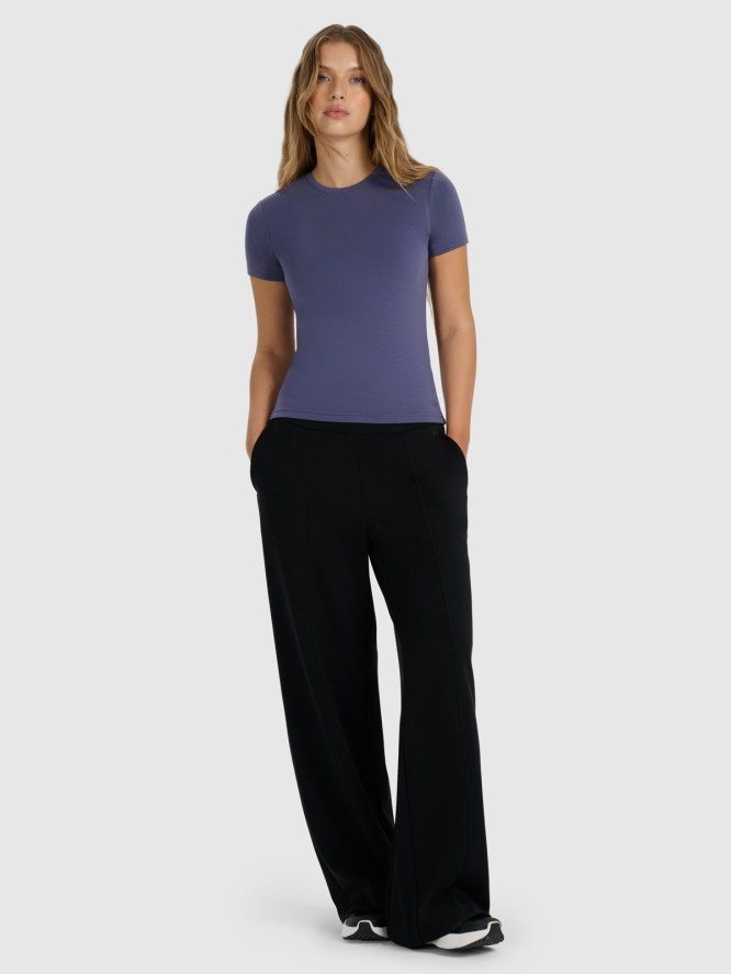 4F T-shirt z prążkowanej dzianiny z modalem damski - granatowy XXL