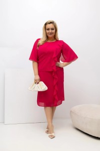 Amarantowa sukienka Estelle - zwiewna szyfonowa kreacja PLUS SIZE XXL OVERSIZE WIOSNA