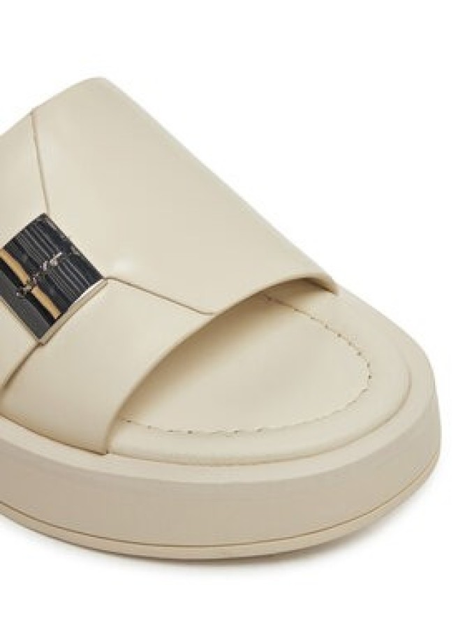 Calvin Klein Klapki Flatform Slide W/Ck Hw - Lth HW0HW02368 Écru
