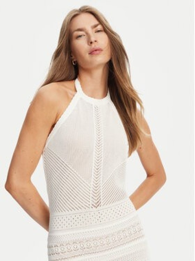 TWINSET Sukienka dzianinowa 251TT3105 Écru Slim Fit