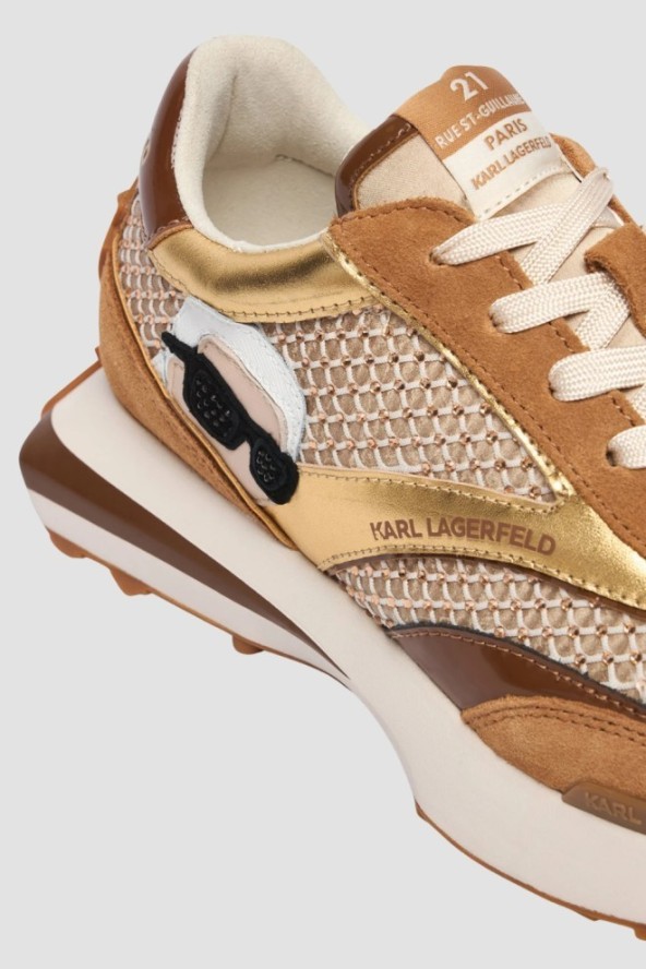 KARL LAGERFELD Jasnobrązowe damskie sneakersy z cyrkoniami ZONE NFT GEMSTONE, Rozmiar 36
