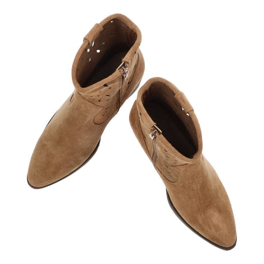 Brązowe Botki S.Barski Modne Skórzane Kowbojki Damskie