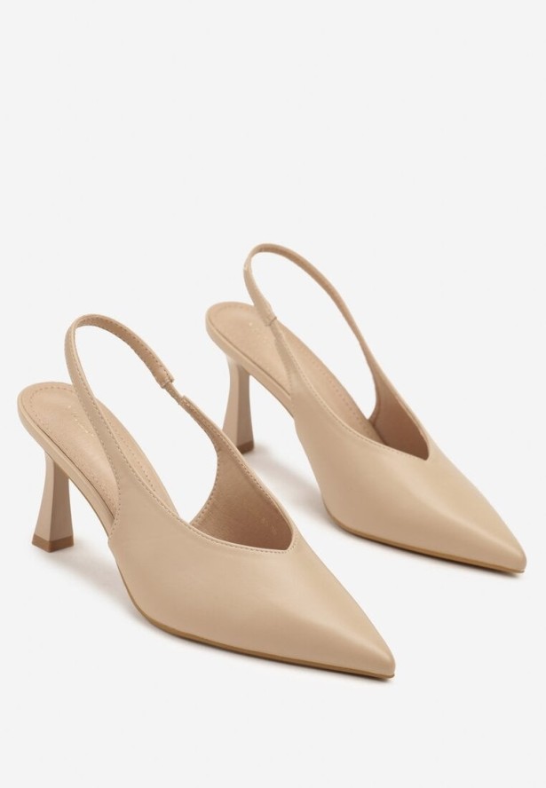 Ciemnobeżowe Czółenka Sandały Vices na Szpilce Slingback Kolliva