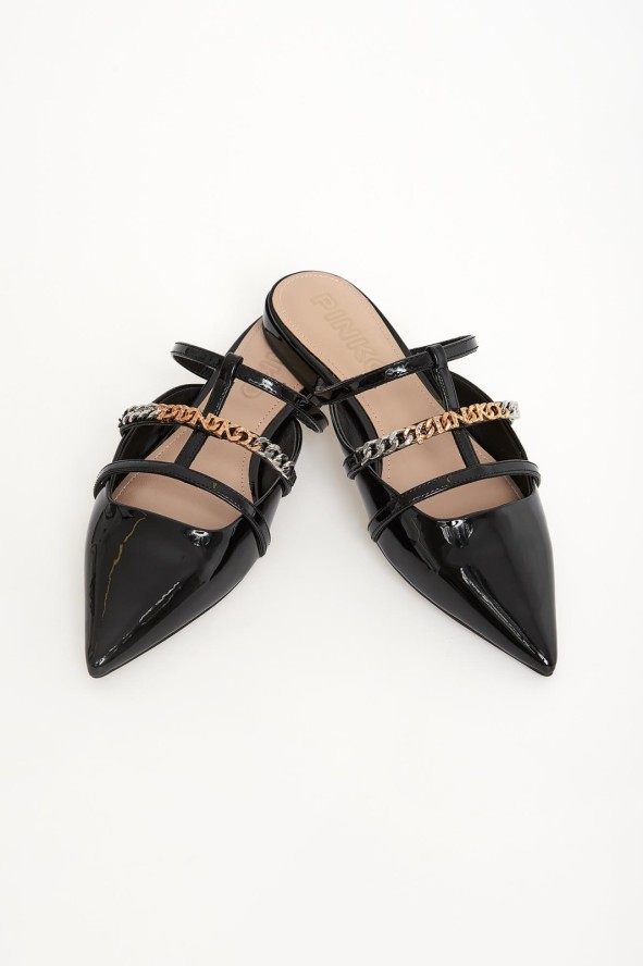 Klapki damskie z lakierowanej skóry PINKO