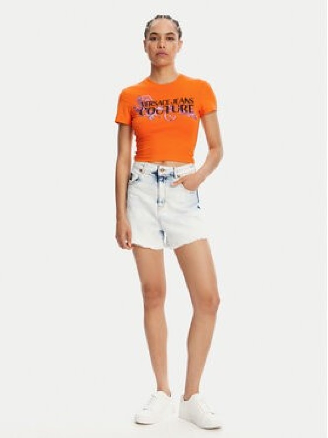 Versace Jeans Couture T-Shirt 78HAHC05 Pomarańczowy Slim Fit