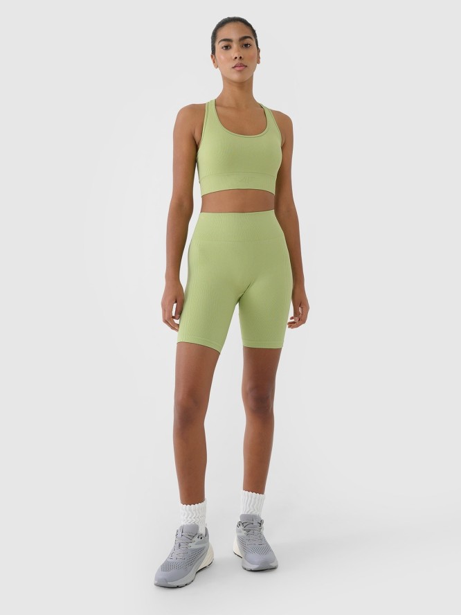 4F Legginsy kolarki bezszwowe treningowe damskie - zielone M/L