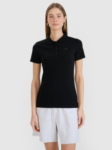 4F Koszulka polo slim damska - czarna XL