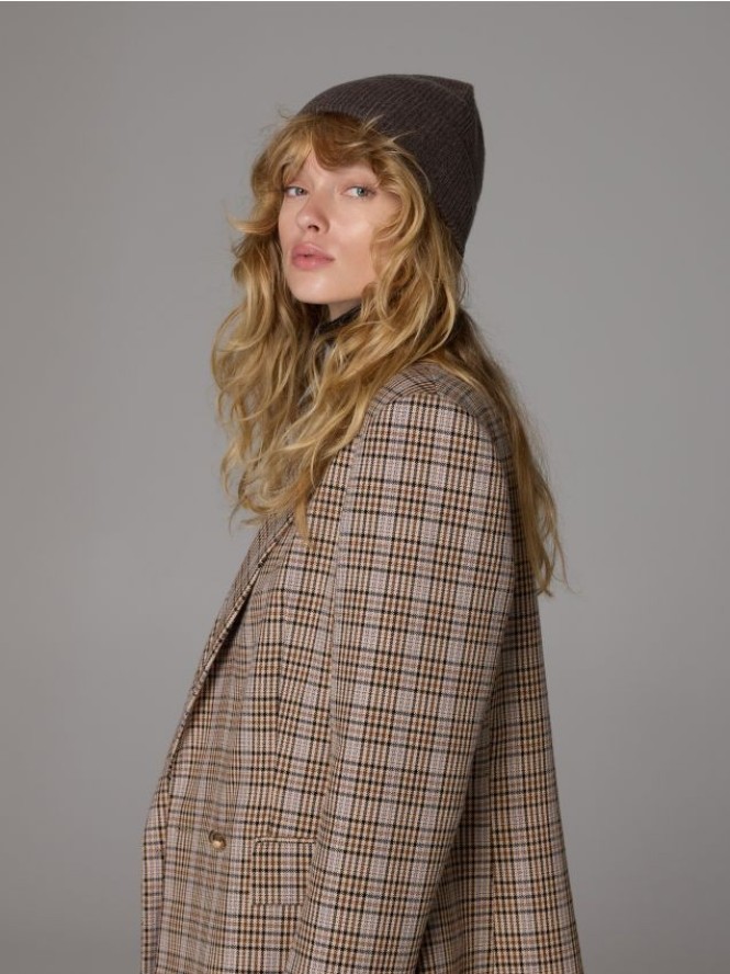 Wełniana czapka z dodatkiem kaszmiru - brązowy