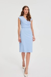 Sukienka z marszczeniem błękitna