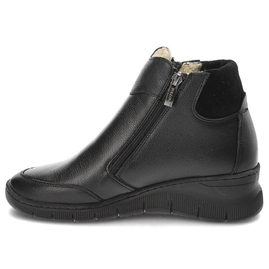 Czarne Botki Pollonus Damskie Wygodne Obuwie na Jesień