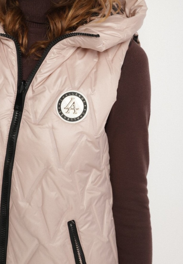 Złoto-Różowa Dwustronna Pikowana Kamizelka z Kapturem Ennorwe