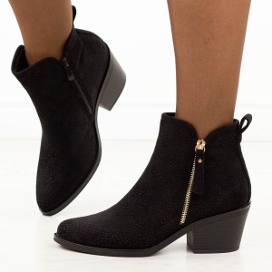 Czarne wiosenne botki damskie, kowbojki S.Barski 52-538