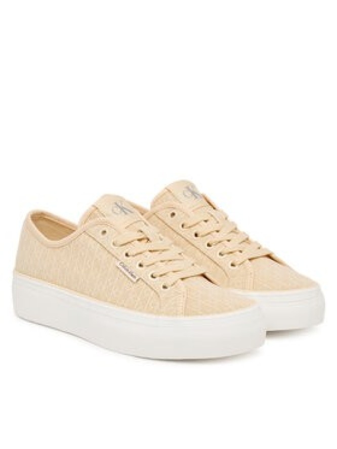 Calvin Klein Sneakersy Vulc Flatf Laceup Jaq Aop HW0HW03265 Żółty jasny
