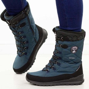 Granatowe zimowe śniegowce damskie z membraną American Club Softshell Sn82/25