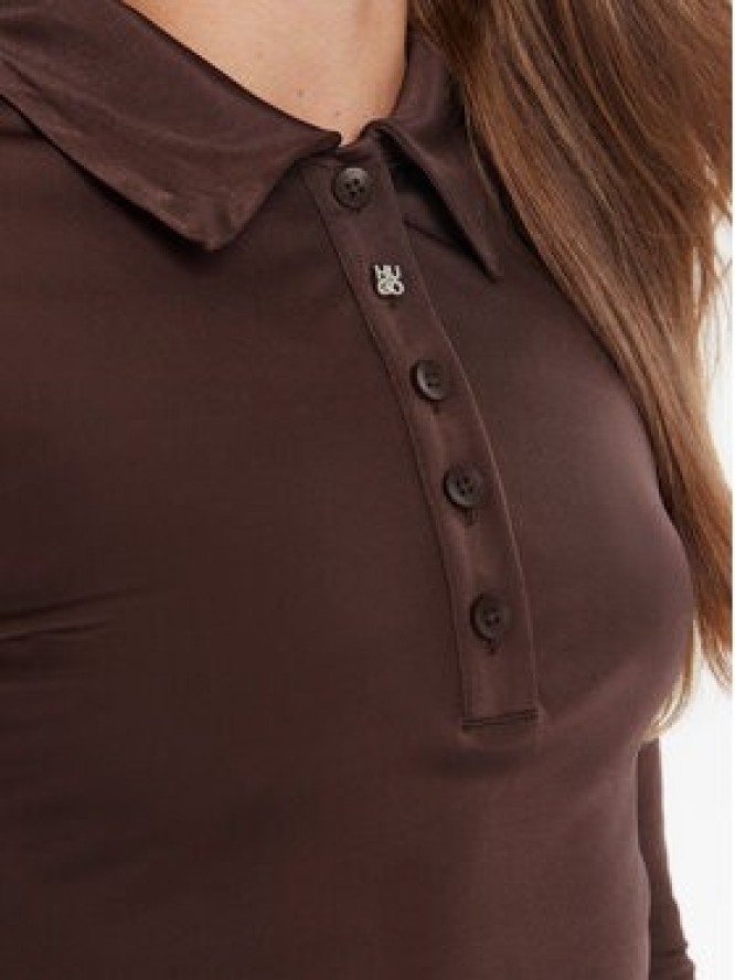 HUGO Bluzka Darosevil 50543100 Brązowy Regular Fit