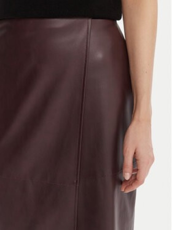 KAOS Spódnica z imitacji skóry RI1LE012 Bordowy Regular Fit