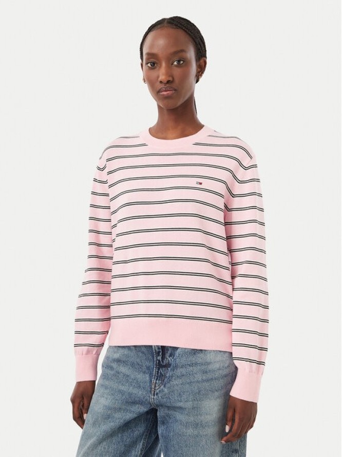 Tommy Jeans Sweter Essential DW0DW23360 Różowy Regular Fit