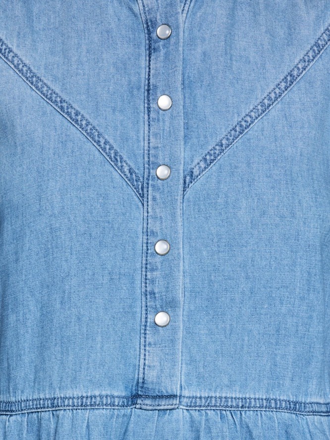 Sukienka damska mini jeansowa z dodatkiem lnu niebieska Rosalie 280