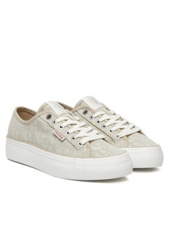 Calvin Klein Jeans Sneakersy Vulc Flatf Jacquard Aop YW0YW01965 Beżowy