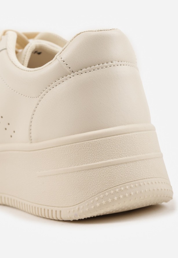 Beżowe Sneakersy z Perforacją na Platformie Treresa