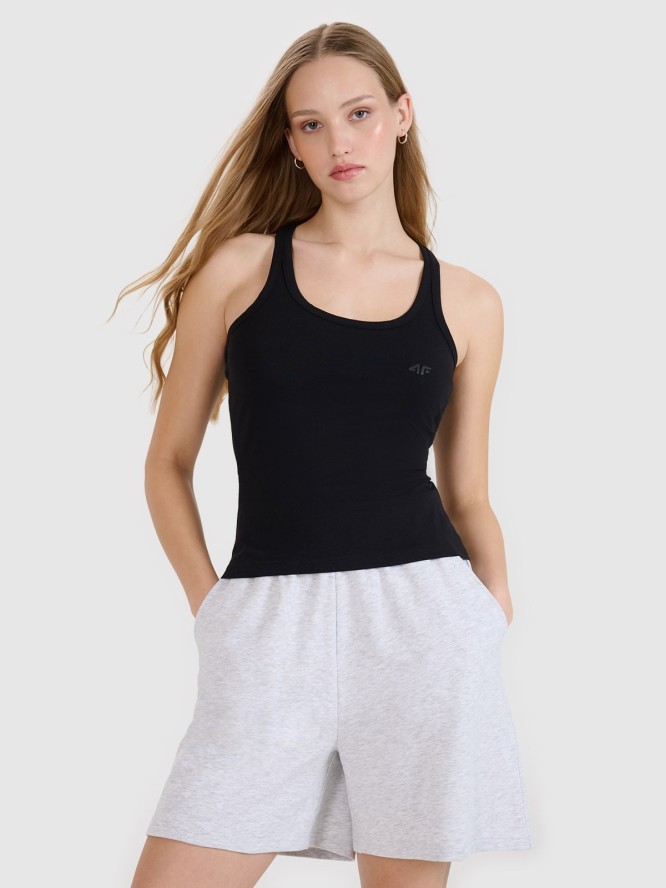 4F Top slim gładki damski - czarny XS