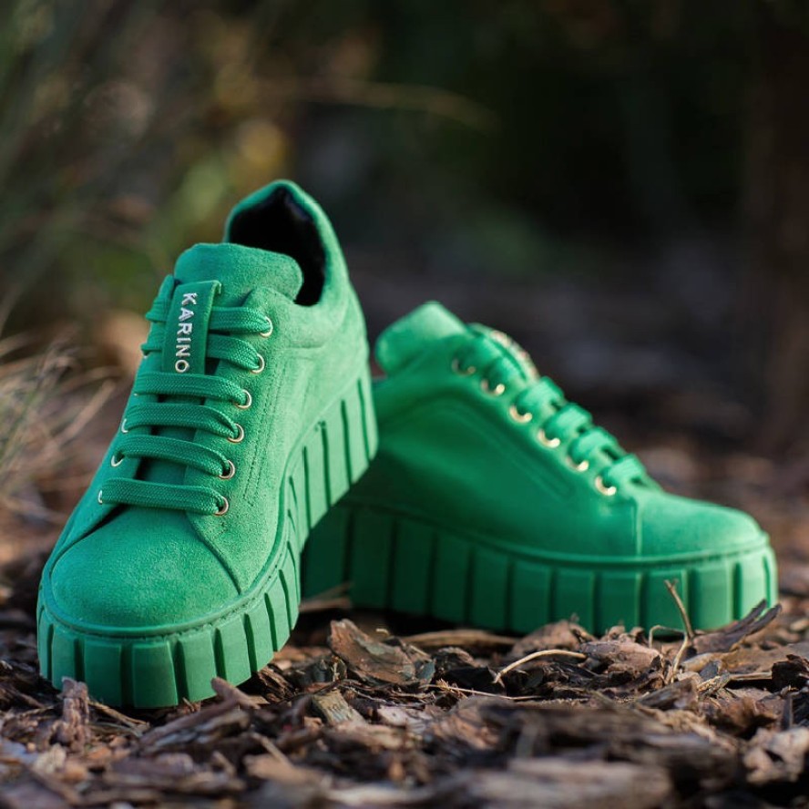 Zielone Półbuty Karino Wygodne Skórzane Buty Damskie