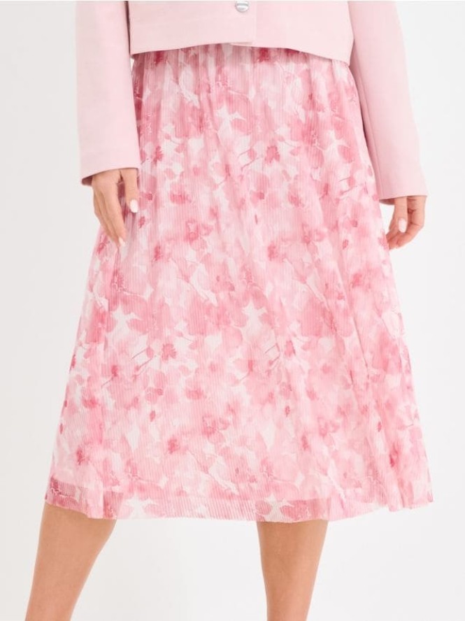 Spódnica midi w kwiaty - wielobarwny