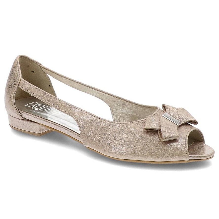 Baleriny damskie Exquisite, eleganckie ze skóry naturalnej, różowe, 927