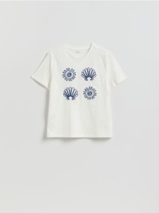 T-shirt z aplikacją - złamana biel