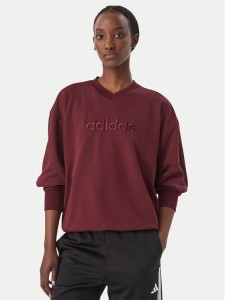 adidas Bluza Seasonal Essentials Satin V-Neck KS7925 Bordowy Regular Fit