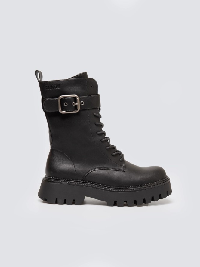 Trapery damskie ze skóry ekologicznej czarne OO274137 906