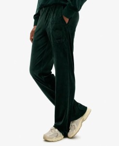 superdry Spodnie Country Club Velour – Miękki welur – ENAMEL GREEN