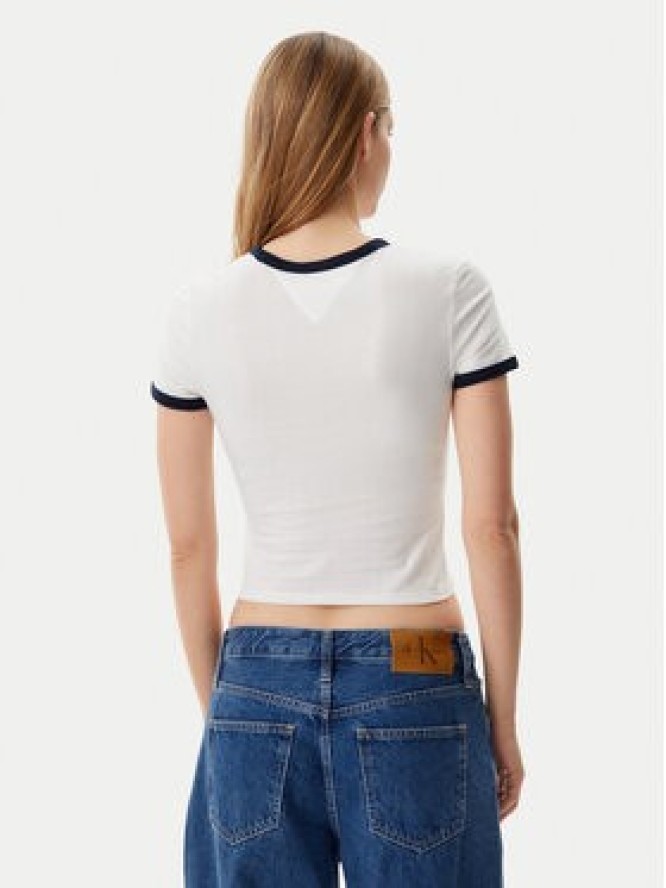 Tommy Jeans T-Shirt Script Ringer DW0DW20631 Écru Slim Fit