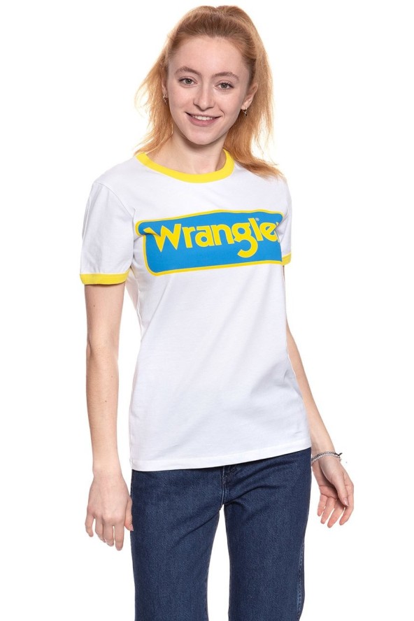 WRANGLER T SHIRT DAMSKI B&Y RINGER TEE WHITE W7C42FK12 112131689