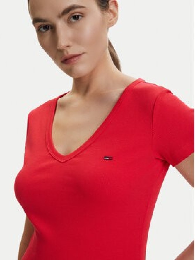 Tommy Jeans T-Shirt DW0DW17385 Czerwony Slim Fit