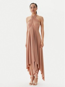 NORMA KAMALI Sukienka koktajlowa KK1253PLO62833 Beżowy Slim Fit