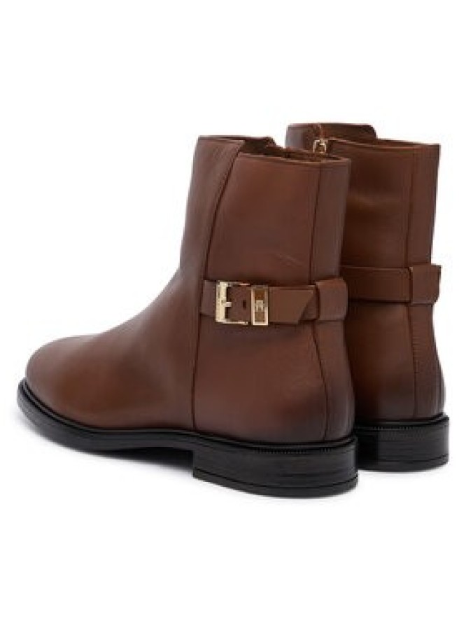 Tommy Hilfiger Botki Th Buckle Leather Ankle Boot FW0FW09486 Brązowy