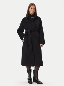 KARL LAGERFELD Płaszcz wełniany B4W15013 Czarny Regular Fit