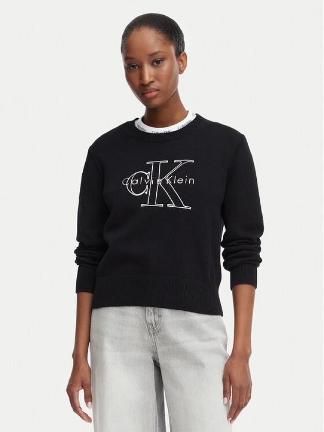Calvin Klein Jeans Sweter LV047G322G Czarny Regular Fit