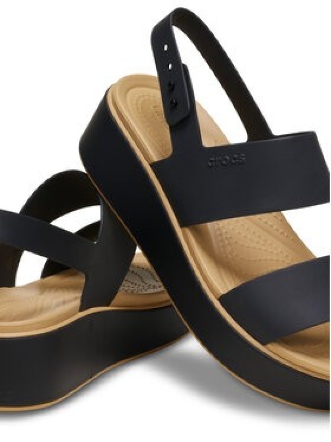 Crocs Sandały Brooklyn Matte Wrap Low Wedge 211802 Czarny