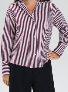 Koszula w paski - bordowy