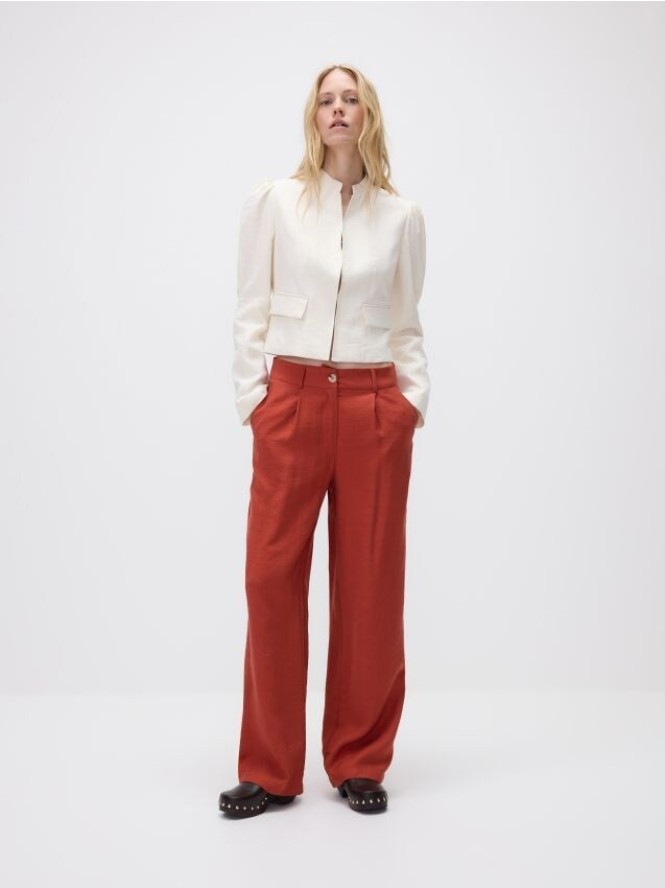 Luźne spodnie z modalem - bordowy