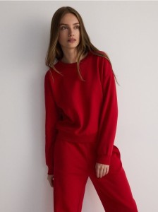 Bluza regular z bawełną - czerwony